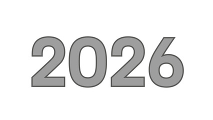 Classic Grey 2026 Number Design - Simple Bold Typography