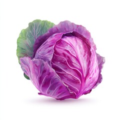 Obraz premium Vibrant Red Cabbage Head With Green Outer Leaves Isolated On White Studio Background Healthy Eating Ingredient