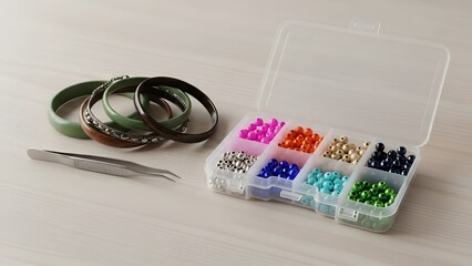 Assorted Beads and Jewelry Making Tools
