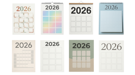 Set, Blank 2026 calendar designs available, AI, PNG