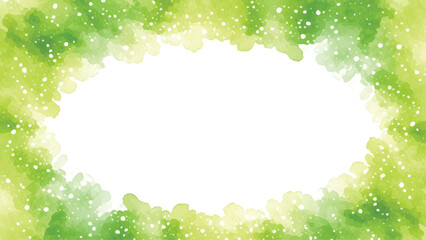 An abstract watercolor background with a white center and green frame
