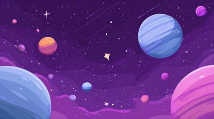 Celestial Canvas: Explore the endless expanse of the cosmos with vibrant planets, sparkling stars, and the mystical allure of space. Journey through a galaxy of dreams.