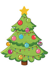 Minimal Christmas tree with modern style and simple lines, illustration for decorating Christmas and New Year greeting cards.