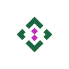 Obraz premium Geometric Square Frame with Purple Diamond Logo