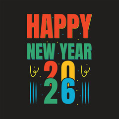 Colorful Happy New Year Typography