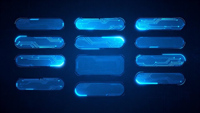 Blue glowing digital interface elements - Powered by Adobe