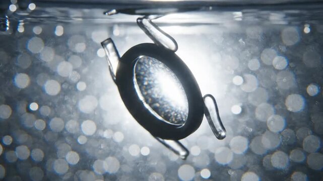 Underwater Macro of Intraocular Lens Implant Floating in Liquid