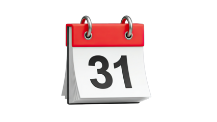Calendar Showing Date 31 on White Background