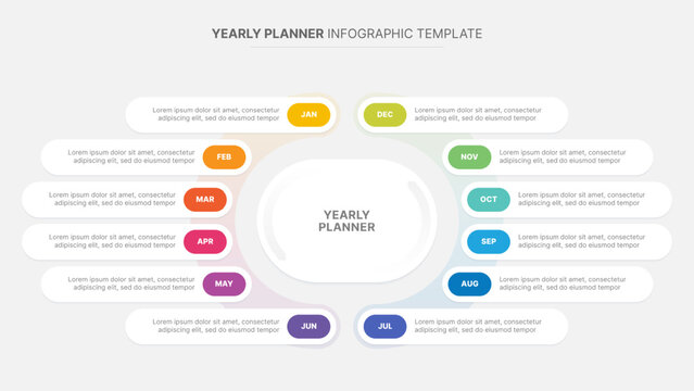 Yearly Planner Infographic Template Circular Personal Organizer with 12 Months