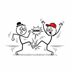 Obraz premium Comic Collision of Two Stick Figures
