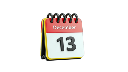 Calendar with December 13th Date on White Background