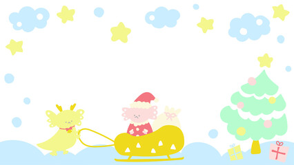 かわいい動画配信用の背景90　ウーパールーパートナカイとウーパールーパーサンタ