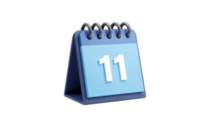Calendar with the Number 11 on a White Background