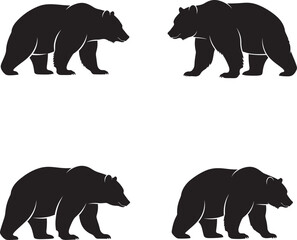 Fototapeta premium Silhouette of four bears walking in profile view