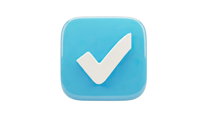 Check Mark Symbol on Blue Square - Approval Concept