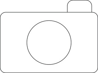 A simple line art illustration of a generic camera with a lens and a viewfinder.