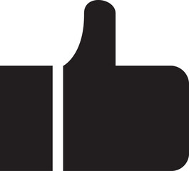 Simple thumbs-up gesture icon, indicating approval or liking on digital platforms.