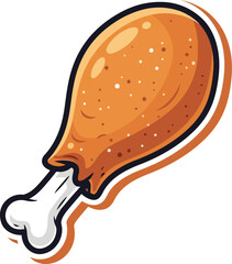 Fried Chicken Leg Illustration Vector  Crispy Drumstick Sticker Design