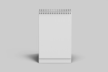 blank clay a5 vertical desk ring bound calendar mockup front view design template isolated 3d render