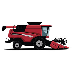 red combine harvester
