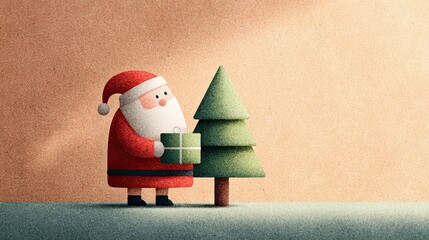 santa claus with christmas tree