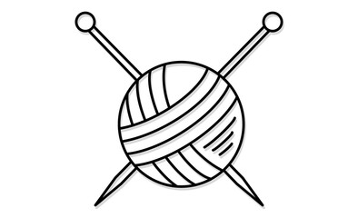 ハンドメイドの趣味：編み棒が刺さった毛糸玉のアイコン