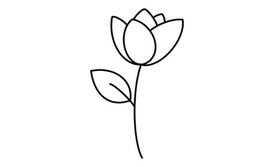 趣味：ガーデニングを表現する花のモノクロアイコンイラスト