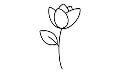 趣味：ガーデニングを表現する花のモノクロアイコンイラスト