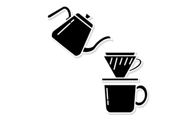 趣味：こだわりのコーヒーを淹れるアイコンイラスト素材