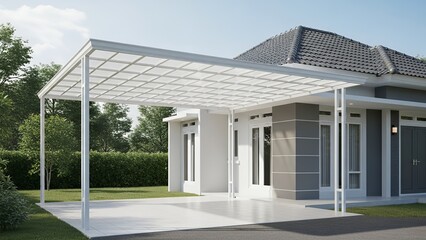 Sleek Modern Home Design Featuring a Stylish White Carport Structure