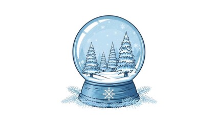 Elegant Snow Globe with Winter Scene Serene Holiday Icon