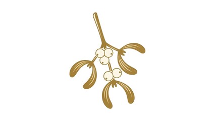 Elegant Mistletoe Icon in Gold and Ivory, Perfect for Sophisticated Holiday Designs