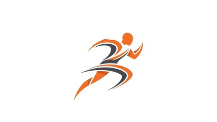 Fitness Logo Dynamic Abstract Figure in Motion for Personal Training Brand.