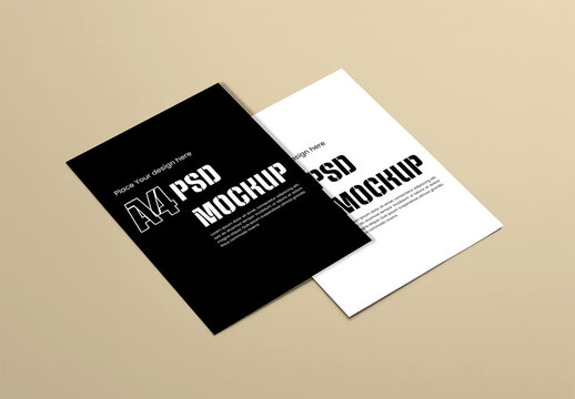 A4 Flyer Mockup Black and White Set