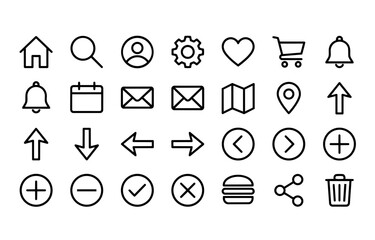 Black and White Outline Icon Set