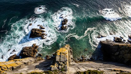 Rough Ocean Waves Crashing Against Rocks.