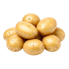 Raw golden potatoes isolated on transparent background