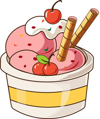 ice cream with cherry