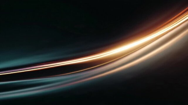 Abstract glowing horizontal light lines with fiery orange and gold colors on dark background seamless loop motion graphic for technology premium luxury and energy design concept