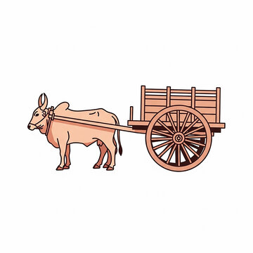 Traditional bullock cart being pulled by a strong ox, representing rural transport and farming