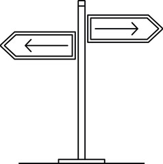 Obraz premium Black and white directional signpost with arrows pointing left and right left arrow right arrow