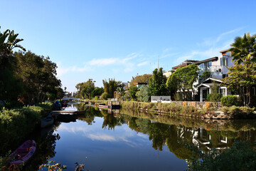 Obraz premium Venice Canals, historic canal district in the Venice neighborhood of Los Angeles, California