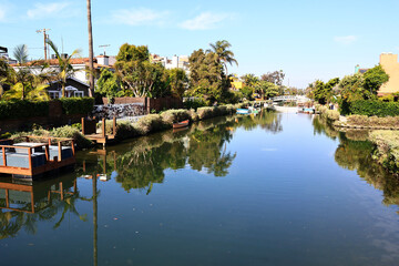 Naklejka premium Venice Canals, historic canal district in the Venice neighborhood of Los Angeles, California