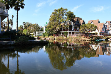 Obraz premium Venice Canals, historic canal district in the Venice neighborhood of Los Angeles, California
