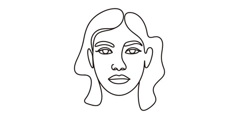 Minimalist continuous line drawing of a womans face
