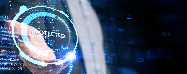 Cyber security data protection business technology privacy concept.  Protected.