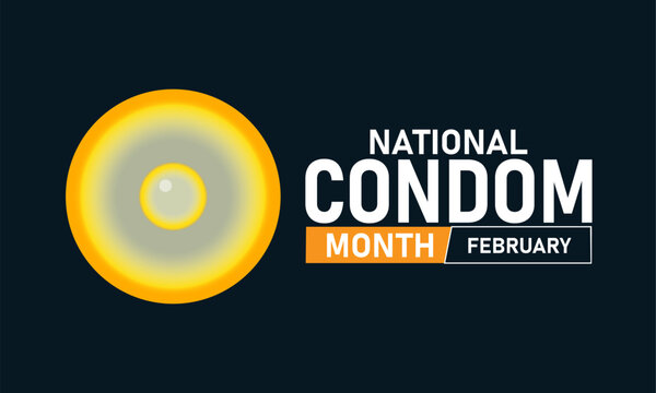 National Condom Month Poster Banner and Background Design Template Featuring Condom Icon, Protection Symbols, and Safe Sex Illustration for Sexual Health Education, Awareness, and February Wellness  - Powered by Adobe