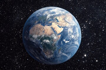 Pixelated Earth in Space with Blue Oceans and Brown Continents Against a Starry Background Digital Art