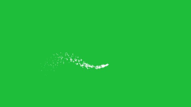 White Glitter Light Tail Swirling with Fairy Dust and Twinkling Particles, littering White Light Swirl with Twinkling Stars on Green Scene