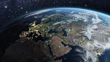 Earth and moon in space global view of planet with celestial bodies